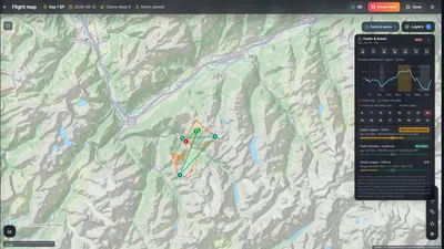 Foehn index and lee-wave hazard areas across the Alps
