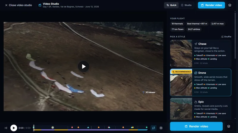 Pick a camera style (Chase, Drone or Epic) and a format for Reels, YouTube or feed posts