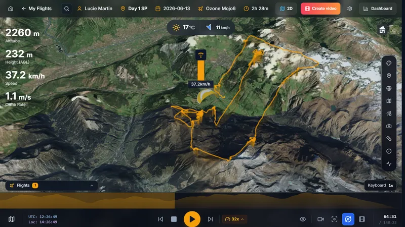 3D replay of an IGC flight on real terrain, right in the browser
