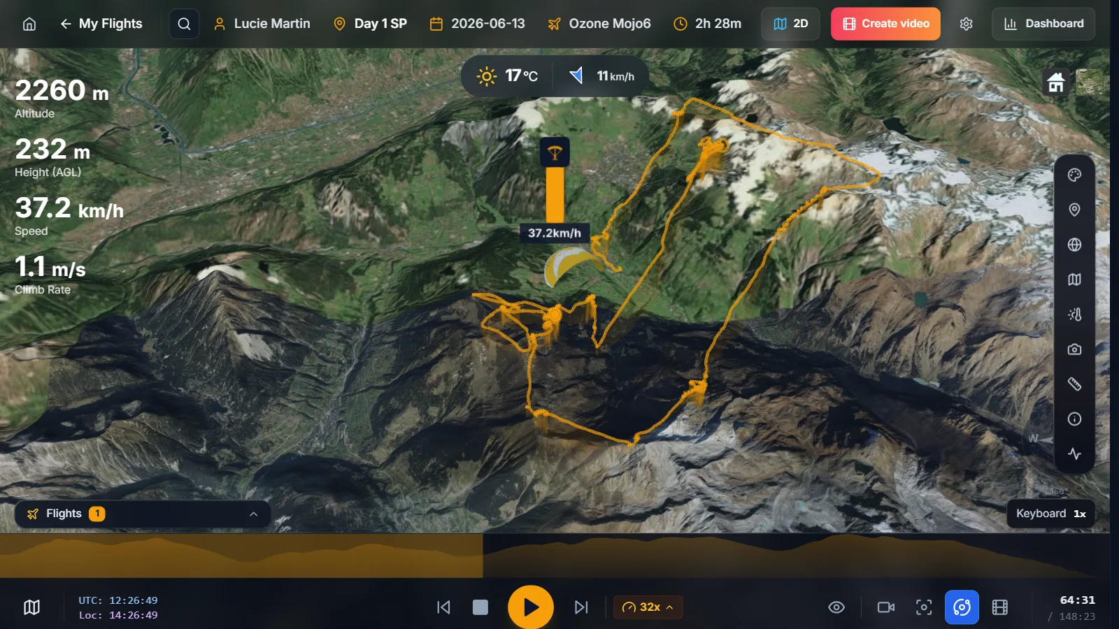 3D IGC Flight Replay